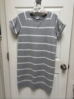 Goodthreads Grey & White Striped Mini sweatshirt dress